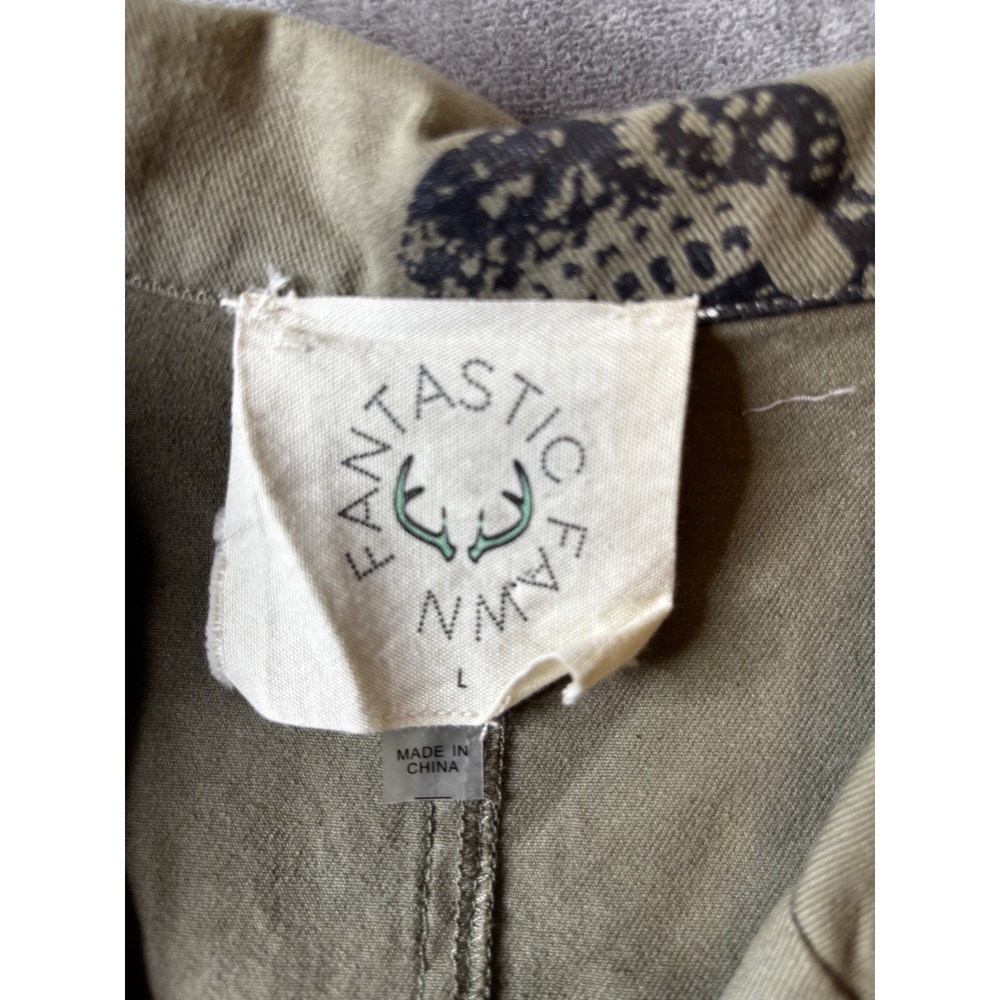 Fantastic Fawn Womens Olive Green Skull & Star Print Utility Jumpsuit Size L - Picture 6 of 10